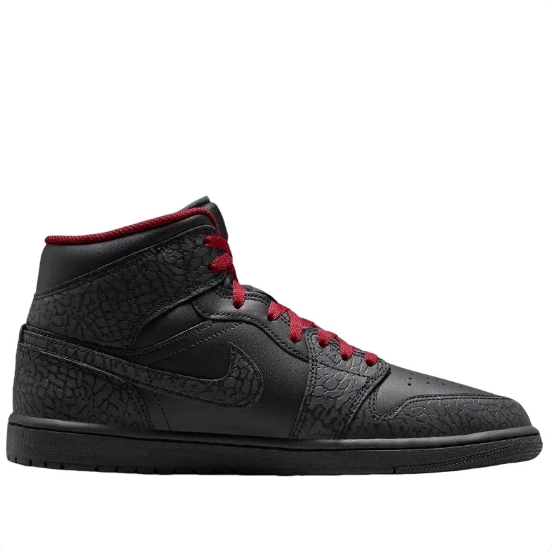 Air Jordan Black & Charcoal Mid-Top Sneakers with Red Laces