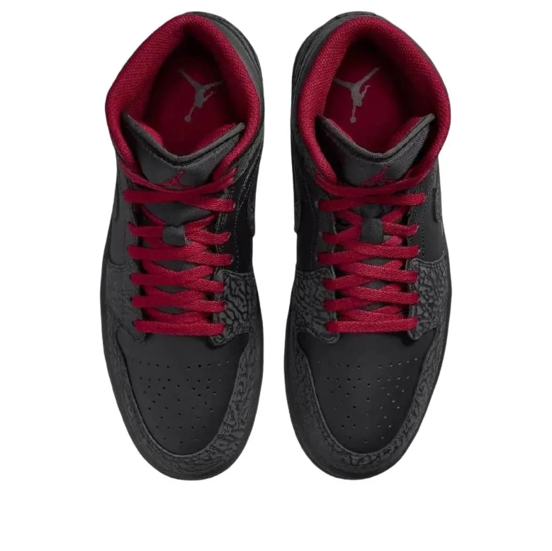 Air Jordan Black & Charcoal Mid-Top Sneakers with Red Laces