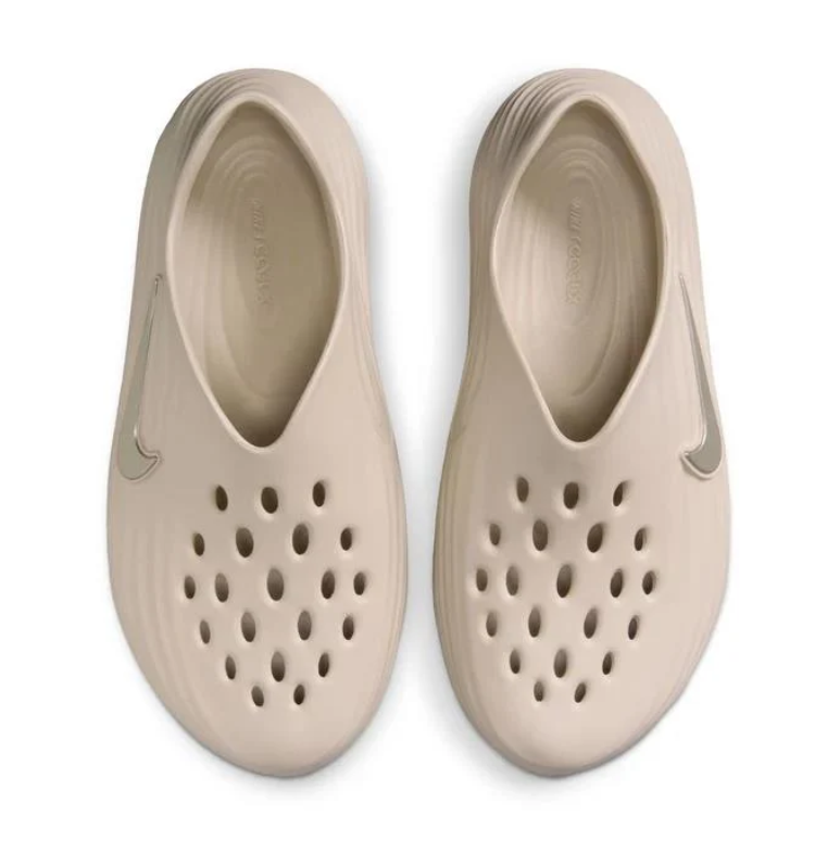 Nike Beige Slip-On Clogs with Sculpted Wave Detailing