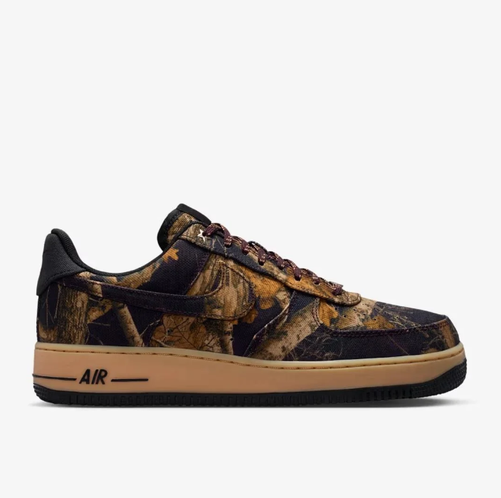 Nike Air Force 1 Low Woodland Camo Sneakers with Tan Midsole