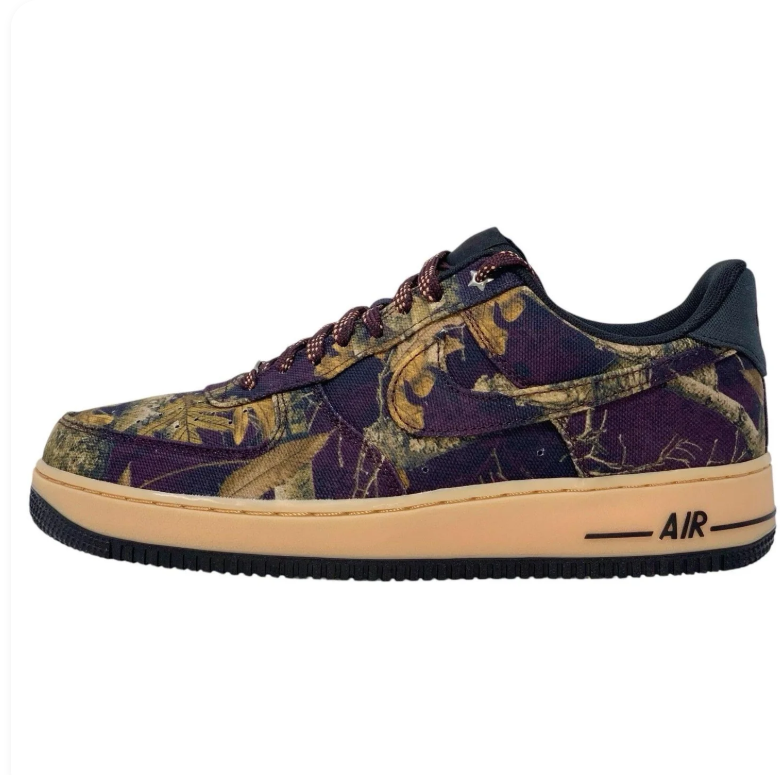 Nike Air Force 1 Low Woodland Camo Sneakers with Tan Midsole