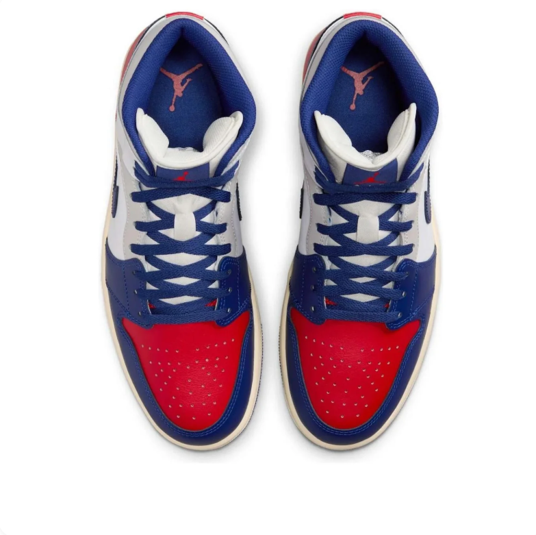 Air Jordan Red, White & Navy Mid-Top Sneakers