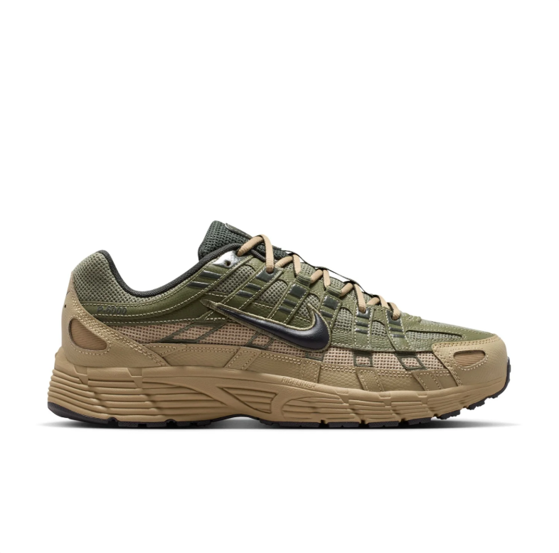 Nike P-6000 Olive Green & Khaki Sneakers with Black Swoosh