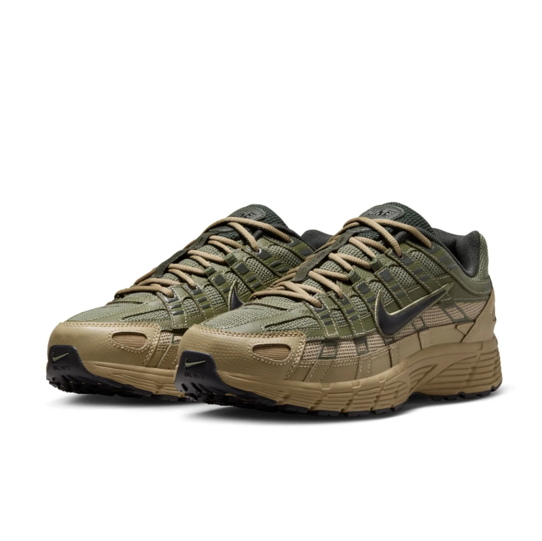 Nike P-6000 Olive Green & Khaki Sneakers with Black Swoosh