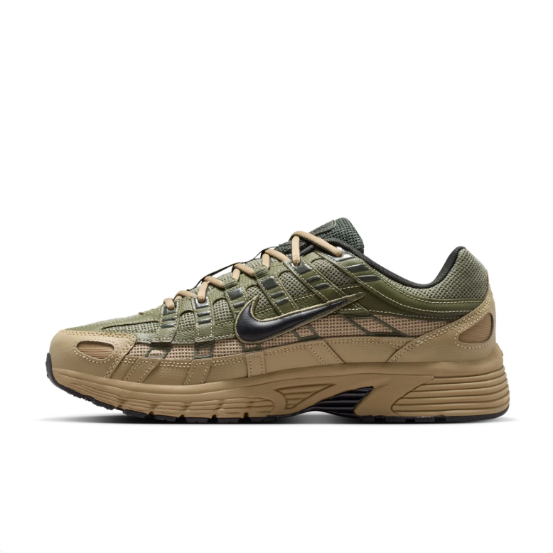 Nike P-6000 Olive Green & Khaki Sneakers with Black Swoosh