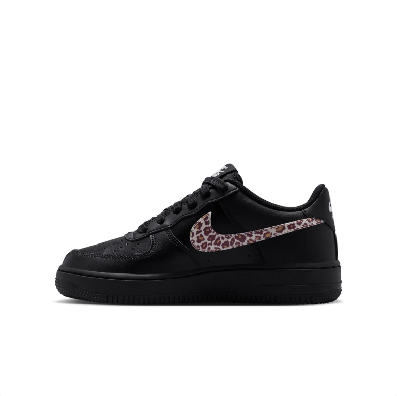 Nike Black Low-Top Sneakers with Leopard-Print Swoosh