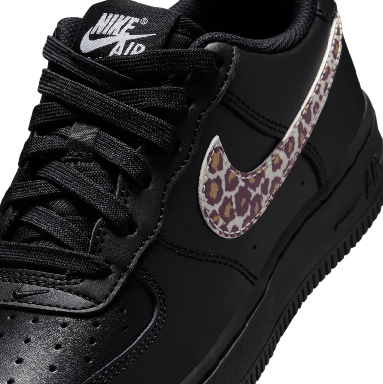 Nike Black Low-Top Sneakers with Leopard-Print Swoosh