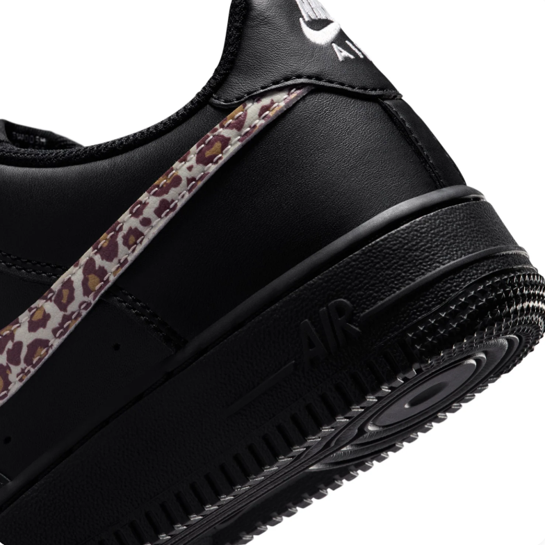 Nike Black Low-Top Sneakers with Leopard-Print Swoosh