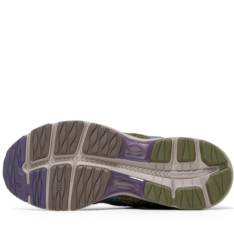 ASICS Olive Green & Blue Low-Top Sneakers with Yellow Accents