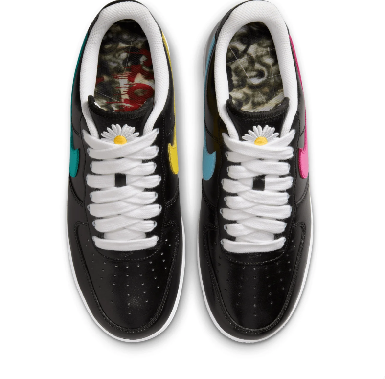 Nike Air Force 1 Low Black Sneakers with Multicolor Swooshes