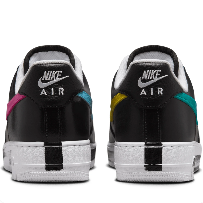 Nike Air Force 1 Low Black Sneakers with Multicolor Swooshes